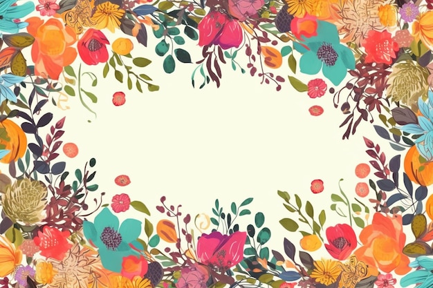 A colorful floral frame with a floral border.