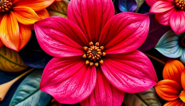 Photo colorful floral pattern on purple background