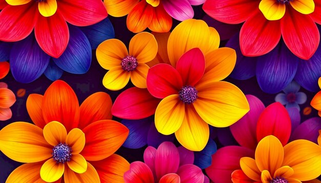 Photo colorful floral pattern on purple background