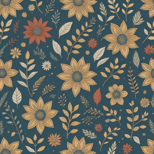 Colorful floral pattern in the style of the art period