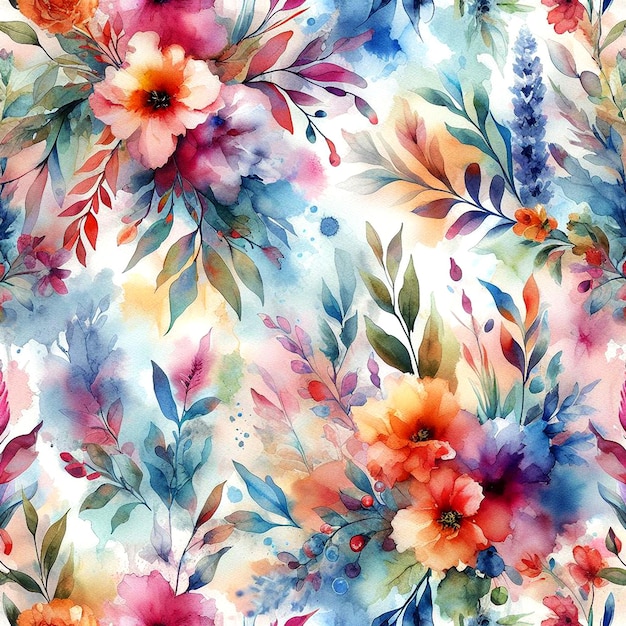 a colorful floral pattern with flowers and butterflies