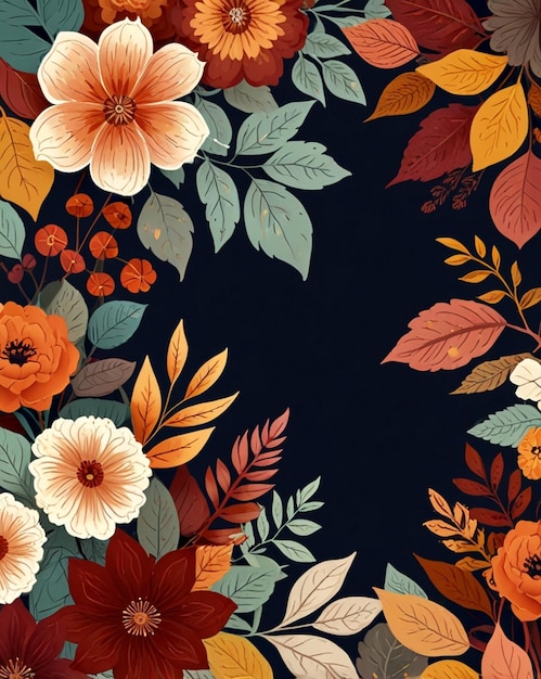 a colorful floral pattern with flowers and leaves