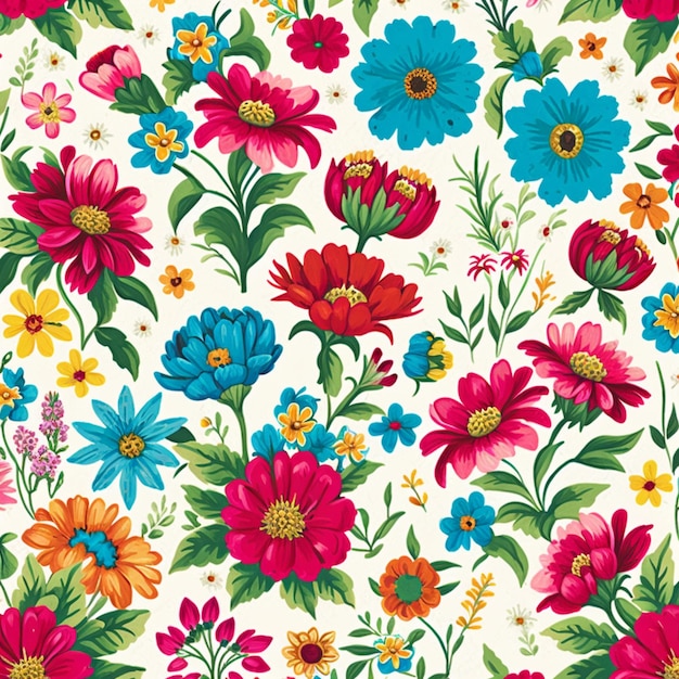 A colorful floral pattern with flowers.