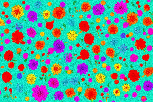 A colorful floral pattern with the word flower on it.