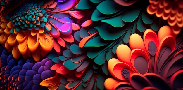 A colorful floral patterned background with a psychedelic twist Generative AI