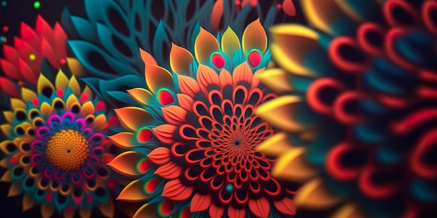 A colorful floral patterned background with a psychedelic twist Generative AI