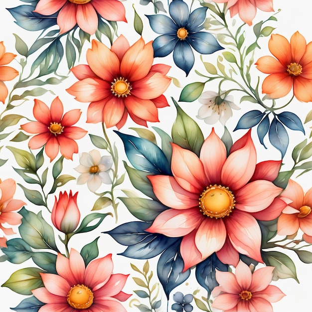 a colorful floral wallpaper with flowers and leaves