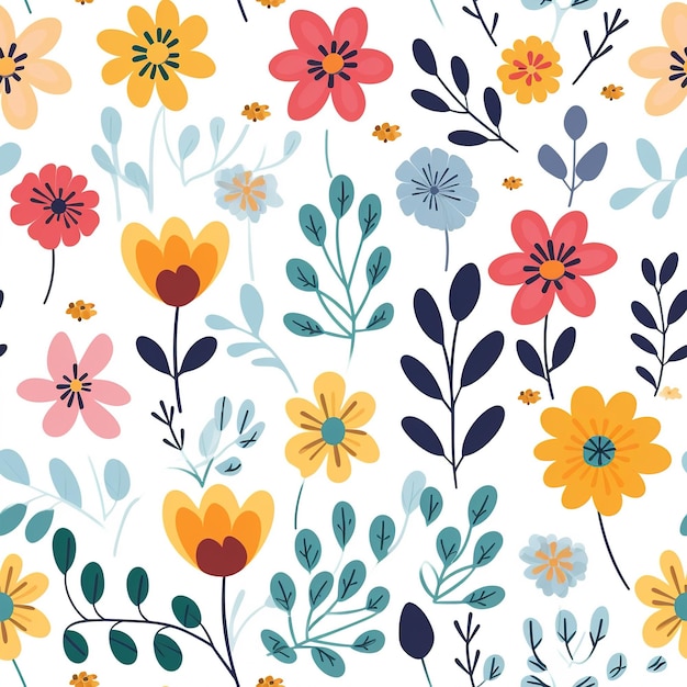 a colorful floral wallpaper with a variety of flowers