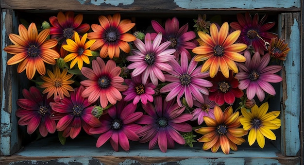 Colorful Flower Arrangement in Box Vibrant Sunflowers Handmade Floral Decoration