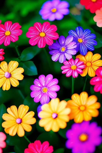 a colorful flower arrangement with purple and yellow flowers