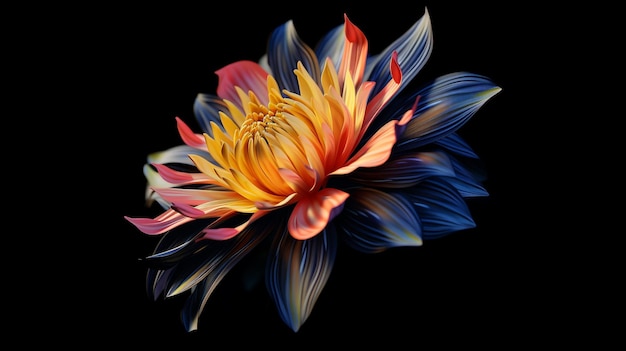 A colorful flower on a black background