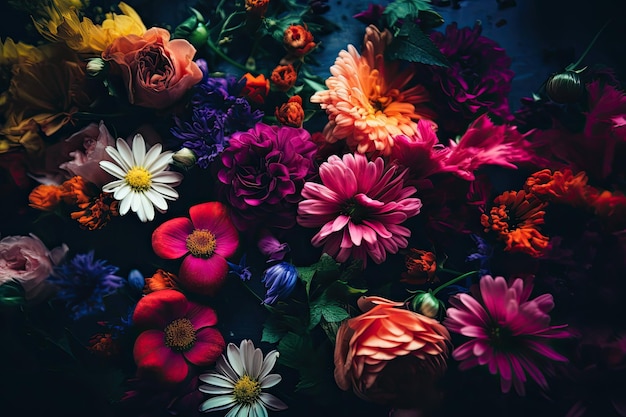 Colorful flower bouquet Floral background Generative AI