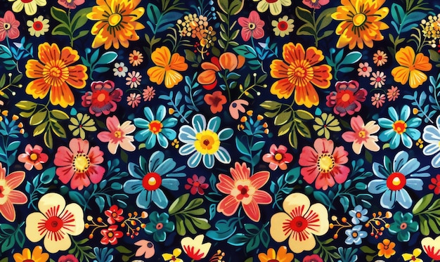 a colorful flower floral seamless pattern