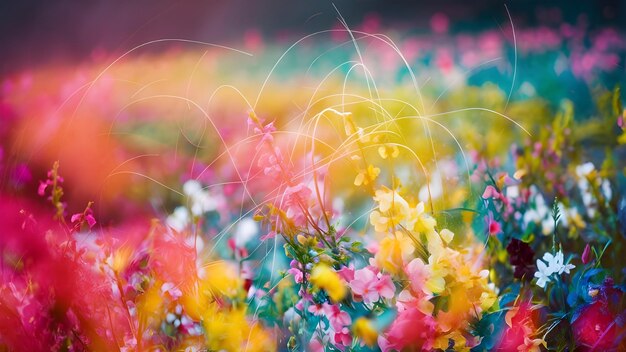 Photo a colorful flower is in the grass with the sun shining through