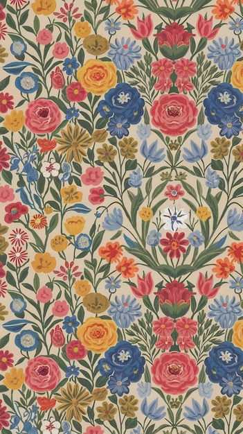 A colorful flower pattern that is from the company of the company bo