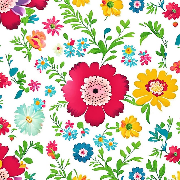 Colorful flower pattern on a white background