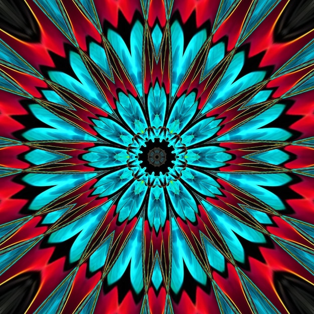 A colorful flower pattern with a blue flower pattern.