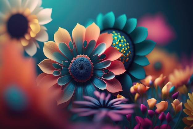 A colorful flower wallpaper with a flower background