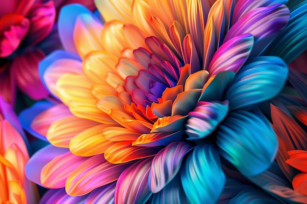 Photo a colorful flower with the colors of the rainbow