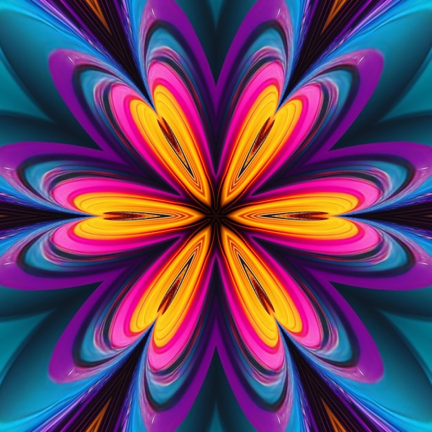 A colorful flower with a large center in the center.