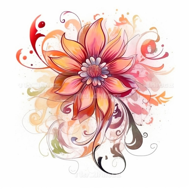 A colorful flower with swirls and swirls on a white background.