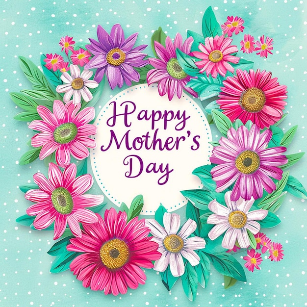 a colorful flower wreath with the words happy mothers day on it