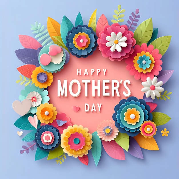 a colorful flower wreath with the words happy mothers day on it