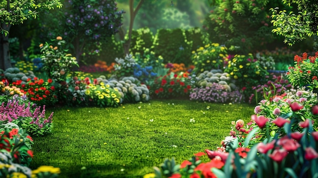 Colorful Flowering Garden Landscape Scene