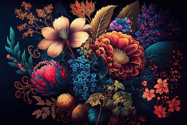 Colorful flowers background or wallpaper