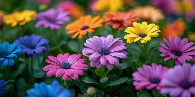 Colorful Flowers Blooming in the Grass