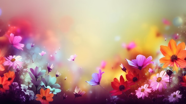 Colorful flowers on a colorful background