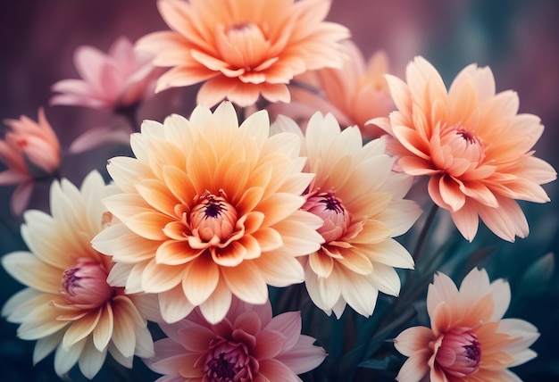 Colorful flowers created with filters