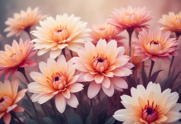 Colorful flowers created with filters