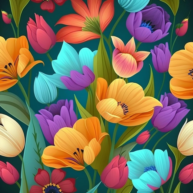 Colorful flowers on a dark background.