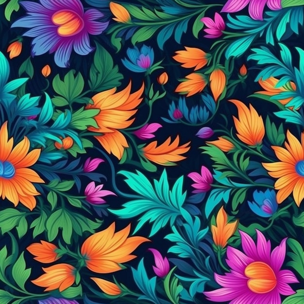 Colorful flowers on a dark background.