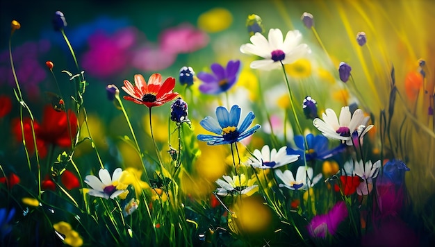 Colorful flowers in a field wallpapers