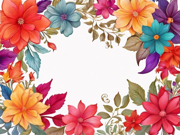 Colorful Flowers Frame