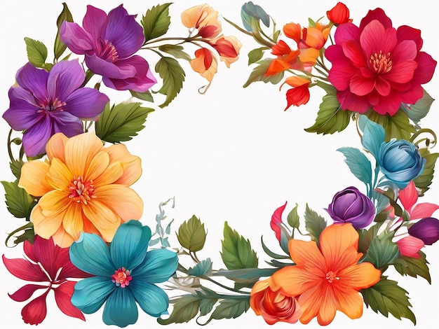 Colorful Flowers Frame