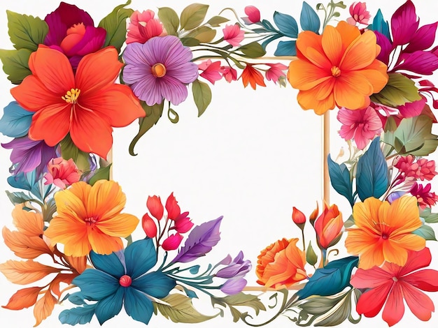 Colorful Flowers Frame