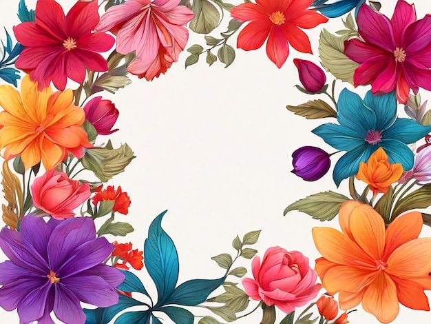 Colorful Flowers Frame