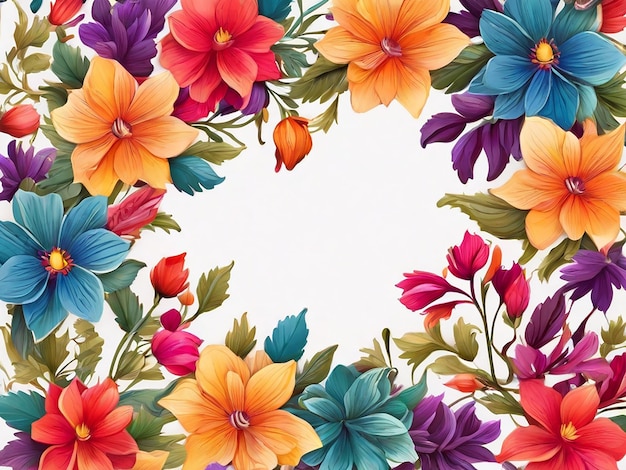 Colorful Flowers Frame