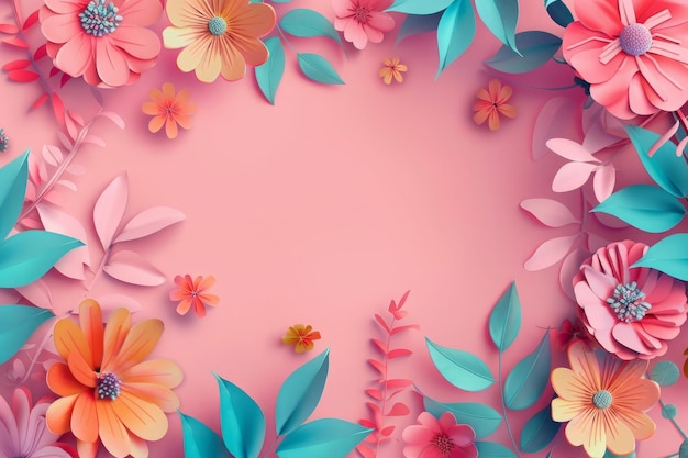 Colorful flowers spring sale discount banner or social media post template