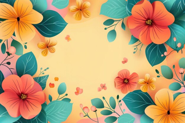 Colorful flowers spring sale discount banner or social media post template