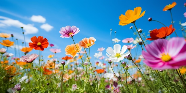 Colorful Flowers in a SunKissed Green Field