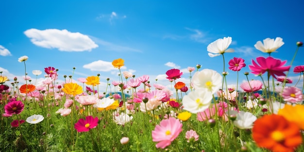 Colorful Flowers in a SunKissed Green Field