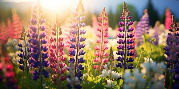 Colorful Flowers in a SunKissed Green Field