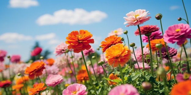 Colorful Flowers in a SunKissed Green Field