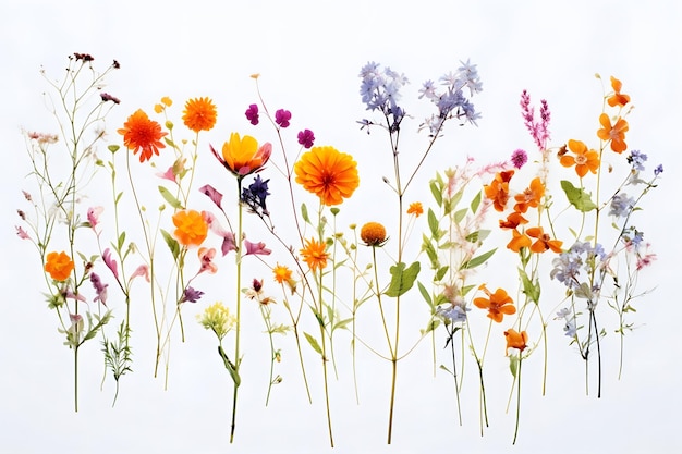 Colorful flowers over white background