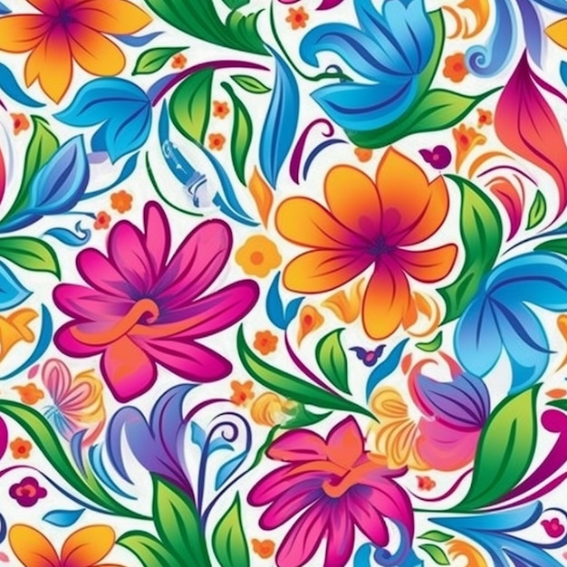 Colorful flowers on a white background