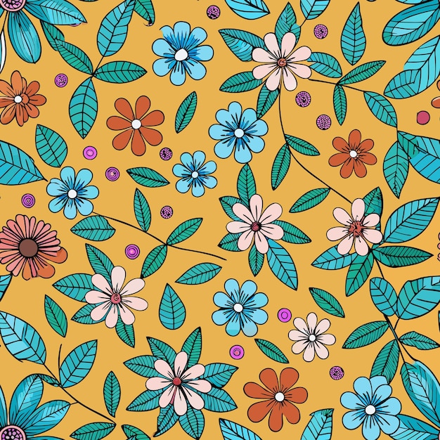 colorful flowers on a yellow background